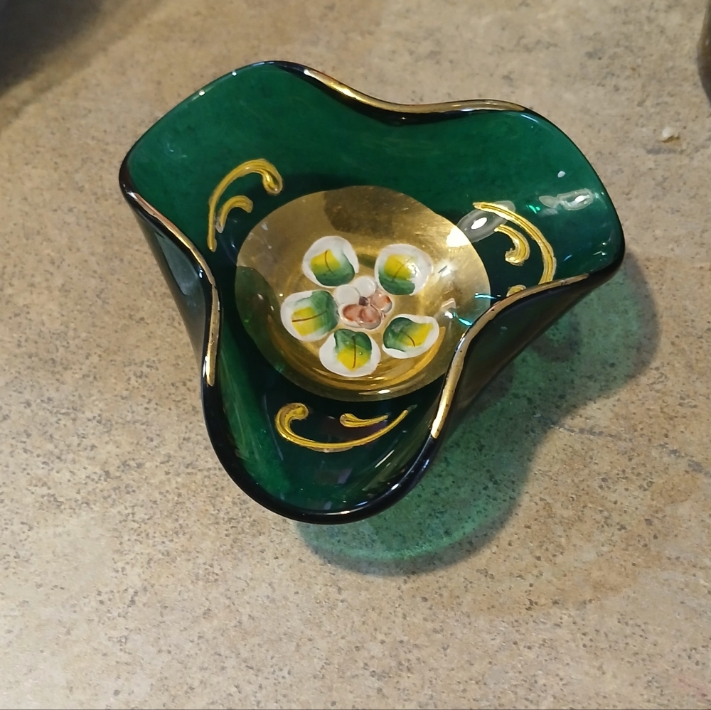 Vintsge Bohemian Art Glass Dish - Picture 3 of 11